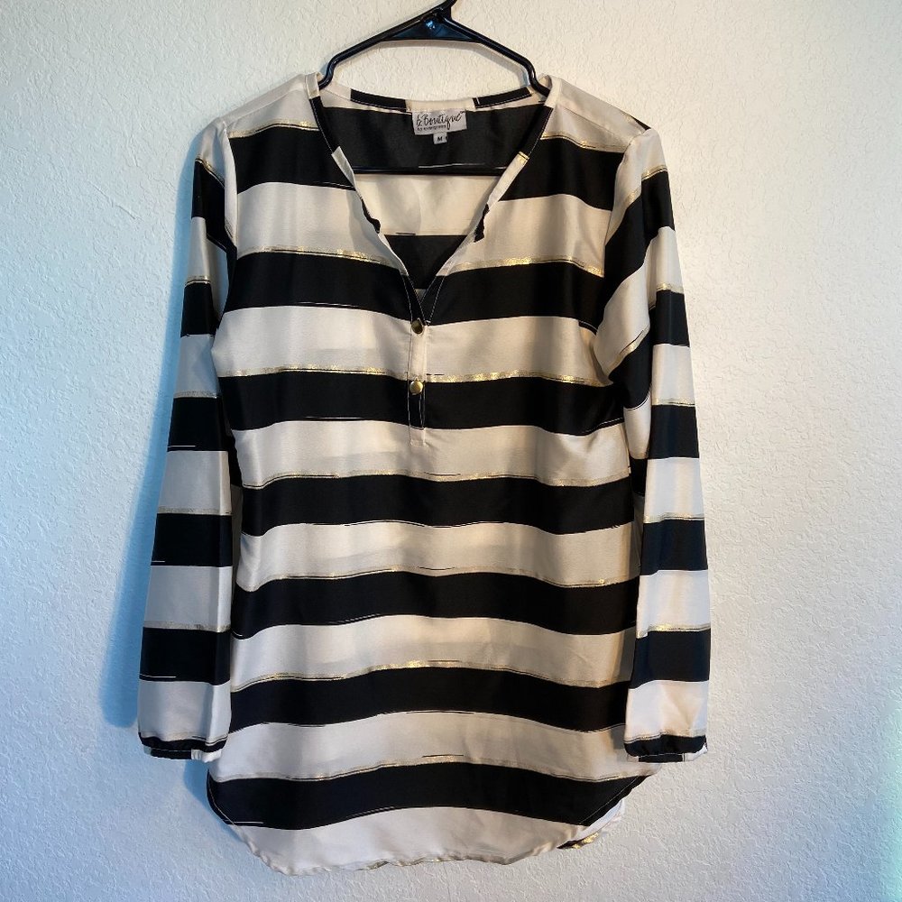 B. Boutique by evergreen striped blouse Size M